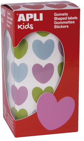 APLI KIDS 16796 - Rouleau de 900 gommettes coeurs multicolores 20x18 mm