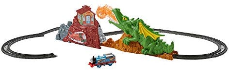 This Thomas & Friends motorized toy train set lets kids join Thomas on a fun, imaginative adventure as he races to escape a dragon!, FXX66
