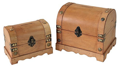 HMF 6414700 Hucha de Ahorro de Madera con Candado | Juego de 2 | Diferentes Tamaños | Namibia