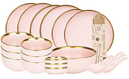 XCXDX Service De Table en Céramique Rose De Luxe De Phnom Penh, Porcelaine Mate, Cadeau De Pendaison De Crémaillère, Décoration De Bureau, 28 Pièces pour 6 Personnes