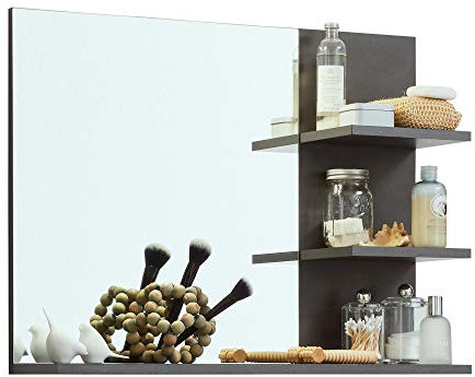 trendteam smart living - Indy - Badspiegel - Grau - Wandspiegel mit Ablagen - (BxHxT) 72 x 57 x 20 cm - Badzimmerspiegel mit 3 Konstruktionsböden