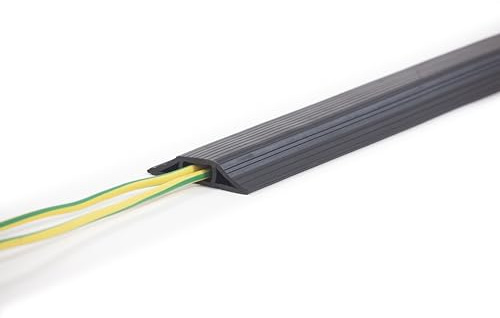 The Ramp People 1m Black Floor Cable Protector (Channel 20mm x 10mm) | 1m-9m Options Rubber Cable Tidy for Indoor & Outdoor Reduce Trip Hazards