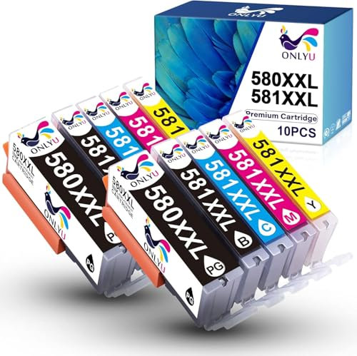 ONLYU PGI-580XXL CLI-581XXL Druckerpatronen für Canon 581 580 XXL für Canon TR8550 Druckerpatronen für PIXMA TR8550 TS6350 TS9550 TS705 TS8350 TR7550 TS6150 TS8150 TS9150 TS9155 TS6351 (10 Pack)