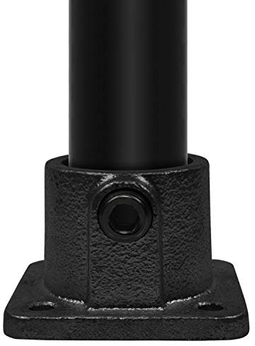 Klemp - Schwarz Boden-Flansch, Quadratische Wand-Flansch, Decken-Flansch, Stütze, Rohrverbinder, Temperguss galvanisiert, feuerverzinkt, inkl. Schrauben Typ 11BC - 33,7 mm / 1