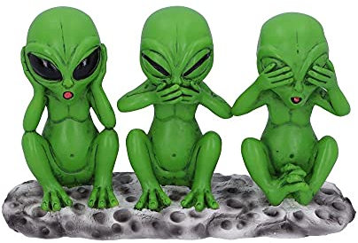 Nemesis Now Three Wise Marsians Alien-Figuren, 16 cm, See Hear Speak No Evil, Harz, grün