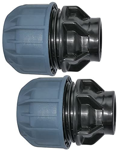 AERZETIX - C51932 - Juego de 2 - Manguito/Adaptador roscado - Reductor de compresión Recto - Racor roscado Hembra 3/4 - para Tubo Ø32mm - en Polipropileno - Conector/reparador
