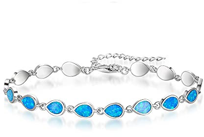 EVER FAITH Teardrop Armband Synthetischer Opal Oktober Birthstone Armbänder Verstellbar Armkette für Damen