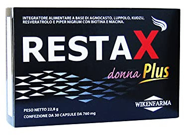 Restax Donna Plus - Alopecia androgenetica femminile postmenopausa - Integratore a base di biotina ed estrogeni naturali - integratore contro la caduta del capello
