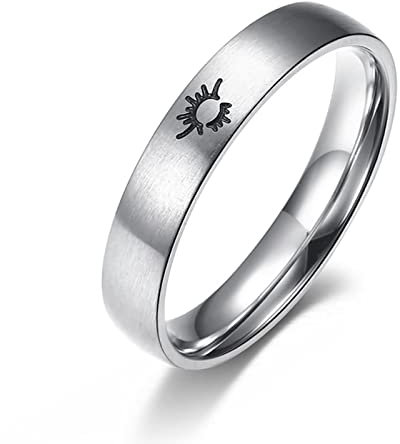 Stfery Ring Damen Edelstahl Sonne Männer Ringe Silber Verlobungsring XXL zum Valentinstag, 60 (19.1)