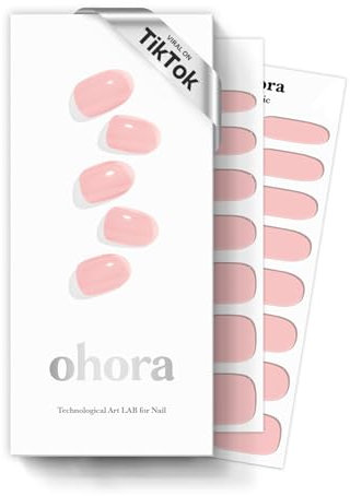 ohora Semi Cured Gel Nail Strips (N Tint Baby) - Salon-Quality, Long Lasting, Easy to Apply & Remove - Includes 2 Prep Pads, Nail File & Wooden Stick