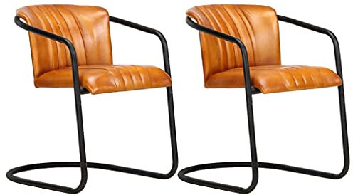 INLIFE Esszimmerstühle 2 STK. Hellbraun Echtleder,Braun,22KG