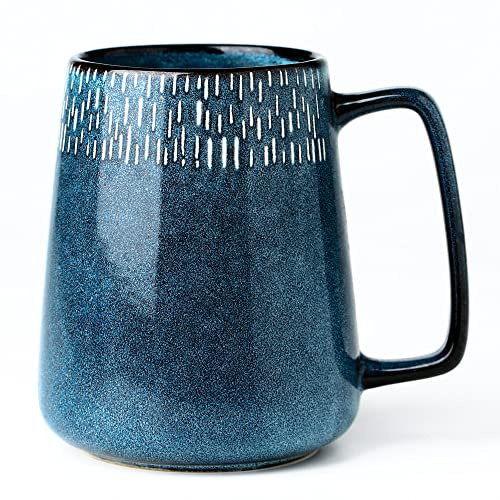 Große Keramik-Kaffeetassen, 680 ml, extra große Tasse, großer Griff (Sternblau)