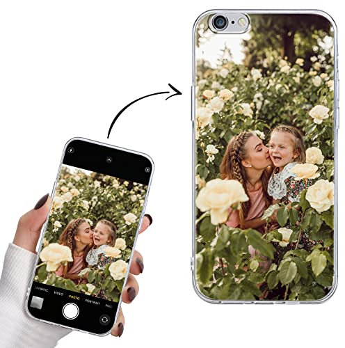 Yoedge Cover Personalizzata per Apple iPhone 6 4,7 Personalizzato con Foto Immagine Testi Disegni Custodia Personalizzabile Regalo Album Personalizzabili Trasparente per iPhone 6
