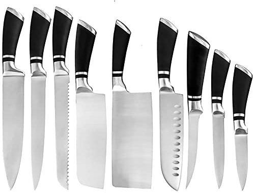 FULLHI Multi Kitchen - Set di coltelli da cucina (9 coltelli in acciaio inox)