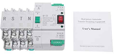 Umschalter Transferschalter 100A 4P Dual Power Netzteil Automatisch Transfer Switch Lastumschalter Notstrom Umschalter für Kommunaler Strom, USV, Wechselrichter, Solar