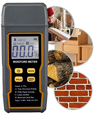 Feuchtigkeitsmessgerät Wand, FORTSPANG Feuchtigkeitsdetektor Pin-Typ, Holzfeuchtemessgerät für Brennholz, Papier, Mauerwerk,Wände-Genauigkeit ± 0.5%(3 * Batterie enthalten)