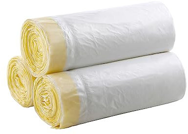 Sorush Bin Bags Heavy Duty Bin Liners 70L Swing Bin Liners Strong Pedal Drawstring Bin Bags with Tie Handle Unscented (3 Rolls, 60 Counts in All) White(60pcs)