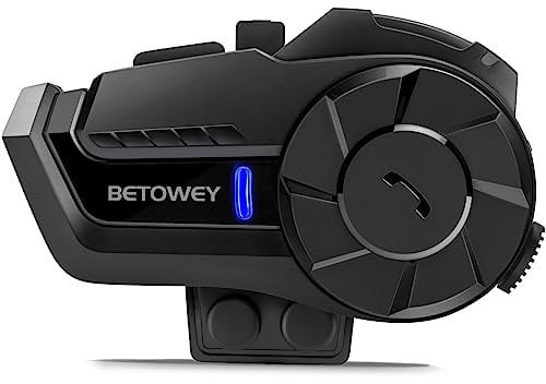 BETOWEY Interfono Moto, Cuffie Bluetooth Casco B2X Sistema di Comunicazione Wireless 5.1 con Condivisione Musica, Assistente Vocale, Radio FM, Distanza Interfono fino a 800-1000 metri (1 Pezzo)