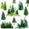 Watercolor Pine Tree Wall Decals Green Pine Tree Wall Sticker Large Tree Wall Decals Nature Woodland Forest Tree Wall Stickers for Nursery Bedroom Living Room Decor