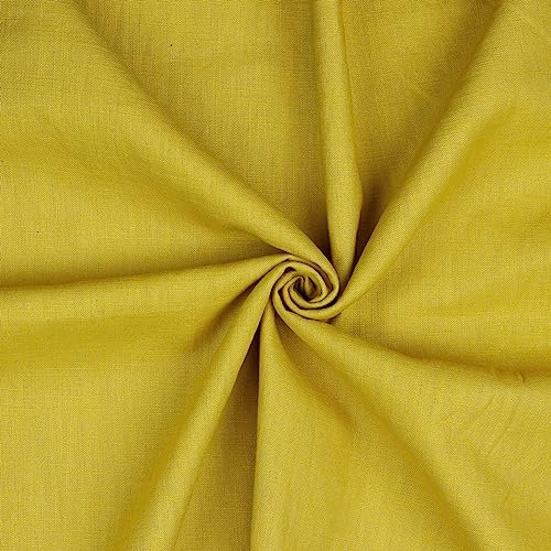 Leinen Stoff Meterware Uni 40 farben 100% Leinenstoff Naturstoff OEKO-TEX 140cm Breite (024 I Ocker)