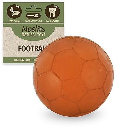 Nosli Natural Toys Football • Premium Hundeball aus 100% Naturkautschuk • Zahnpflege Kauspielzeug für Hunde • Wurfball für kleine & große Hunde • Hundespielzeug Ball • Spielball (M)
