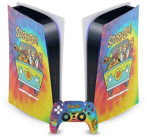 Head Case Designs Offizielle Scooby-DOO Batikfarbe Grafiken Vinyl Frontplatte Haut Gaming Aufkleber Abziehbild kompatibel mit Sony Playstation 5 PS5 Digital Edition Console and DualSense Controller