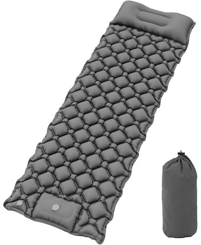 YITAHOME Camping Mat, Ultralight Self Inflating Sleeping Mat with Built-in Pump & Bag, Large Pillow, Portable Camping Mattress Inflatable Waterproof for Outdoor, Camping, Hiking (Dark Grey)