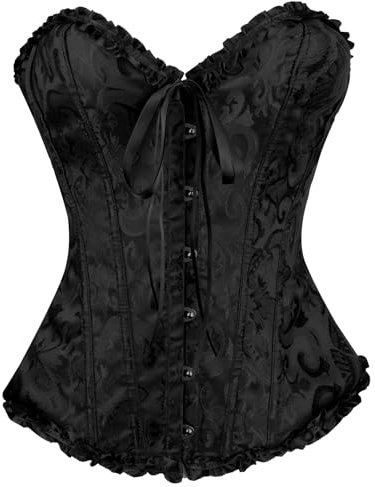 flintronic Women's Overbust Sweetheart Lace Up, Bustiers Corsets, Bridal Lingerie Lace up Satin Boned Corset, Plastic Bones Corset Bustier Top, Women's Gothic Corsets Cinchers Overbust Bodysuit