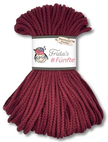 Frida's Wollhaus Frida's 250 g #Fünfte Baumwoll-Kordel Ø 5 mm Häkeln Stricken Makramee 30 Farben (781 | Bordeaux)
