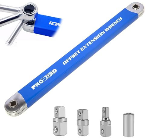 CLIUNT Offset Extension Wrench, Tight Reach Extension Wrench, Multifunctional Extension Wrenchs with 1/2,1/4 and 3/8 Square Drive Adapters