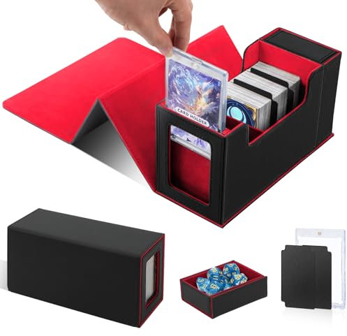 HIMOMO Deck Box Magic Vassoio Per 520+ Carte Collezionabili, con 2 Divisori, 1 Dice Tray, 1 Porta Carte Magnetico(Rosso)