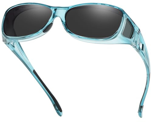 DUCO Herren und Damen Fit Over Sonnenbrille Polarisiert Unisex Brille UV400 Schutz Wrap Around Blendschutz Überbrille für Brillenträger Kleine Größe | Polarisiert Unisex Brille, UV400 Schutz, Blendschutz, Wrap Around Brille, Für Fahren Berg Klettern, Mittel & Kleine Größe