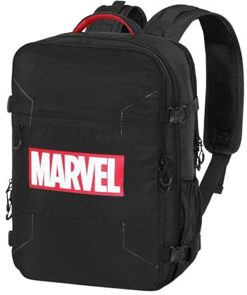 Marvel Comics-Mercury Rucksack Handgepäck Flugzeug 40x20x25cm, Schwarz, Kapazität 20 L
