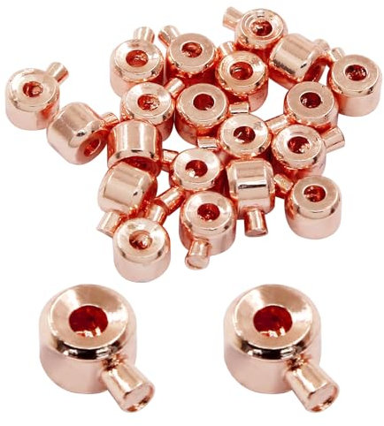 PHITUODA 20Pcs Rose Gold Crimp Beads 18K Rose Gold Plated Beads 3mm Loose Rondelle Spacer Beads Metal Bead Spacers Beads for DIY Bracelet Necklace Jewelry Making