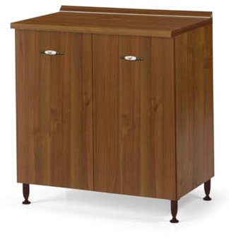 Linea Azzurra Base 80 Mobili Cucina Componibile con 2 Ante e 2 Ripiani in Legno Made in Italy H85xL80xP50 cm Elegante Funzionale Facile da Montare (Noce Antico)