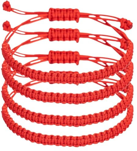 COYUN 4pcs Bracelet Kabbalah Fil Rouge, Lot de 4 Pièces - Amulette de Protection Bonne Chance et Good Luck - Bracelet Cordon Réglable - Amulette Fait à la Main D'amitié - Bracelet Rouge