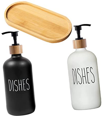 BELLIFFY Pumpflasche Für Handseifen Und Shampoo Aus Mit Tablett Für Badezimmer Und Küche Ergonomischer Pumpkopf Nachfüllbar Für Flüssigseife Spülmittel Und Lotionspender