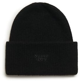 Superdry Damen Weiche Rippstrickmütze Schwarz 1SIZE