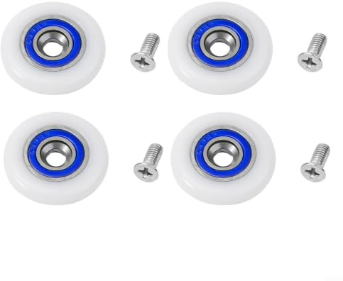 Ersatzrollen für Duschkabinen, 4 Stück, leicht gleitend und leicht zu reinigen, geeignet für die meisten Duschkabinen und Dampfkabinen (27 mm)