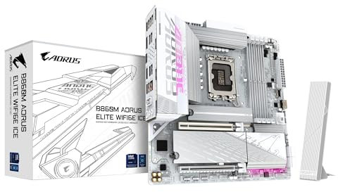 GIGABYTE B860M AORUS Elite WIFI6E ICE Intel Core Ultra (Series 2) LGA 1851 Motherboard, mATX, DDR5, 3X M.2, PCIe 5.0, USB-C, WIFI6E, 2.5GbE LAN, EZ-Latch