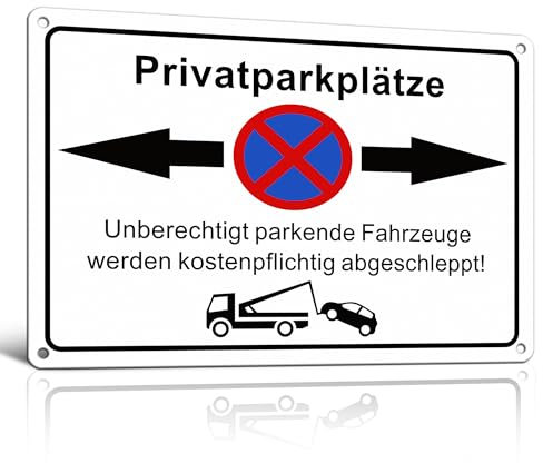 TAKULA Panneau d'interdiction de parking privé - Panneau d'interdiction de stationnement - 30 x 20 cm - Panneau réfléchissant en métal - Pour parking privé