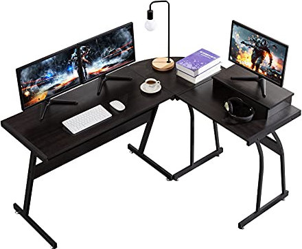 DOSDIOS L Shaped Desk, Computer Desk with Monitor Stand, Home office Corner Desk for Writing, Morden Table