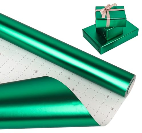 Green Wrapping Paper Roll,43cm*10m Green Metallic Wrapping Paper,Matte Gift Wrap paper for Xmas,Birthday, Party,Wedding,Festive Decorations,DIY Crafts