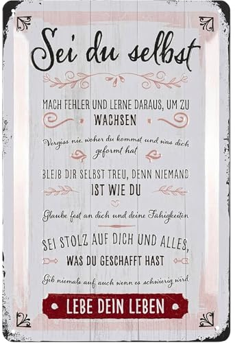 LANOLU Retro Blechschild SEI DU SELBST, Familienregeln Schild, Geschenke für Jugendweihe, Geschenke zur Jugendweihe zur Wohnung, 20x30cm