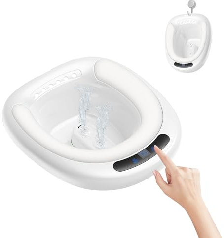 Electric Sitz Bath for Toilet, Automatic Sitz Baths Hemorrhoids with Real Time Temperature Display, 2 Level Adjustment, Rechargeable Sitz Bath for Women, Men, Postpartum Care