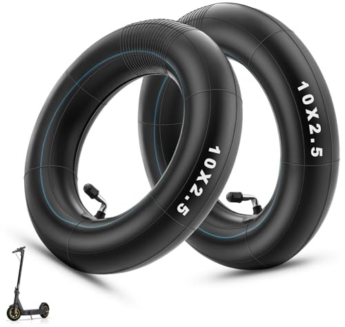 DecacnX E Scooter Schlauch 10x2.50, 60/70-6.5 Schlauch Dickwandig & Haltbarem mit Silberne Ventil 90°, 10 Zoll Ersatzschlauch E Scooter Verstärkt für Ninebot MAX G30 G30D G30D 2 G30P G30LP, 2 Stück