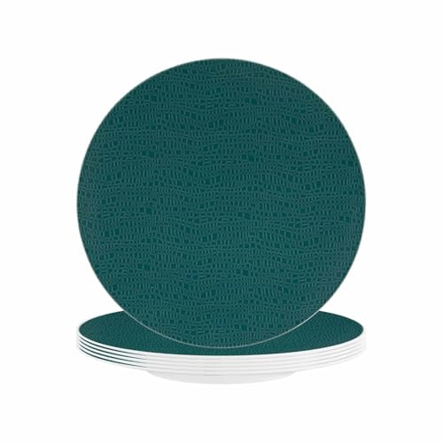 Seltmann Weiden Life Fashion Trendy Petrol Frühstücksteller 6er Set, 22.5 cm, Runde Dessertteller mit modernem Strukturdesign, Mix & Match Geschirr, Porzellan, Petrol/Weiß