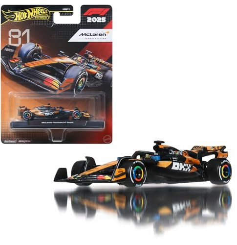 Hot Wheels Premium McLaren Formula 1® Team (#81) Fahrzeug | 1:64 Premium F1 Die-Cast-Sammlerauto mit Real Riders Reifen, Metallkarosserie & -chassis, JKD81