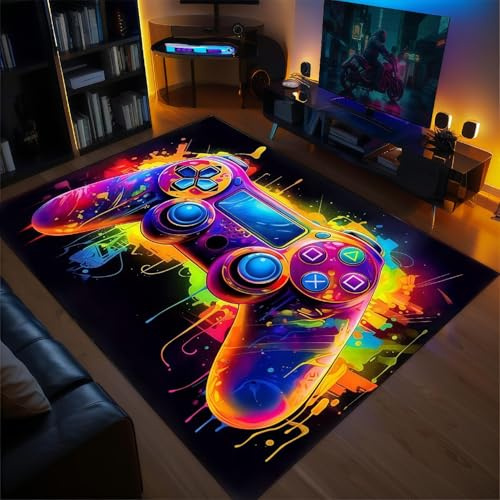 Gaming-Teppich Für Jugendzimmer Jungen Kinder, Coole Gamer Teppiche Mit Gamepads Pc Controller Motiv Design, Rutschfeste Teppich Für Kinderzimmer, Dekoration Für Gaming-Zimmer (Colour 6,120x160cm)