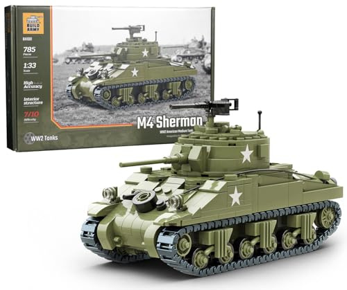 Buildarmy WW2 USA M4 Sherman Panzer Brick Modell Baustein 785 Teile